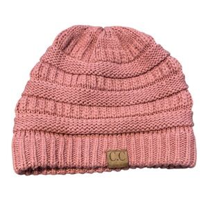 C.C. Slouchy Thick Warm Knit Cap Beanie Dusty Rose Soft  Chunky Knit
